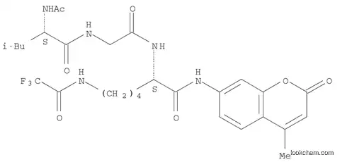 Molecular Structure of 1026295-98-6 ((S)-2-(2-((S)-2-acetamido-4-methylpentanamido)acetamido)-N-(4-methyl-2-oxo-2H-chromen-7-yl)-6-(2,2,2-trifluoroacetamido)hexanamide)